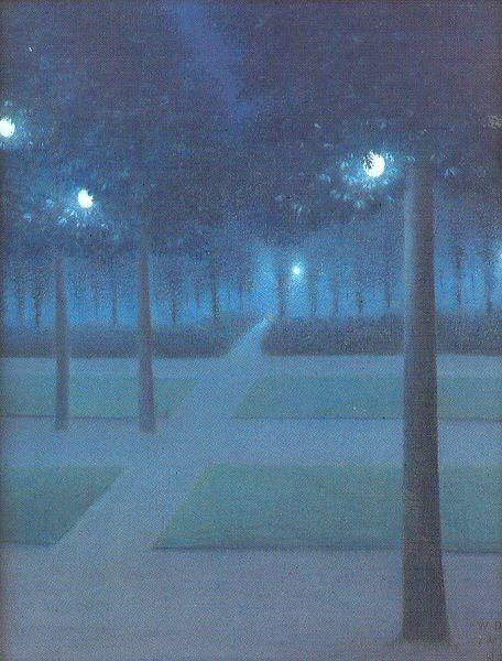 Nuncques, William Degouve de Nocturne in the Parc Royal, Brussels Germany oil painting art